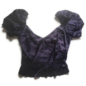 Urban Outfitter Purple Crop puff sleeve Top large